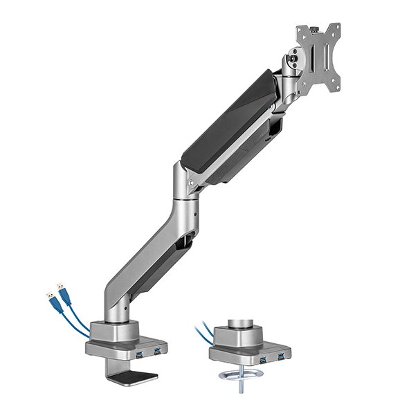 Single Monitor Thin Gas Spring Monitor Arm With Usb Ports